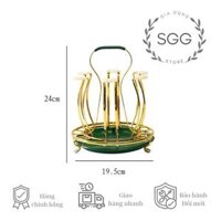 Giá úp cốc kèm khay mạ vàng chống han gỉ kèm mút silicon phong cách Bắc Âu