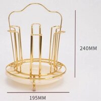 Giá úp ly , kệ úp cốc, chất liệu inox 304 mạ vàng sang trọng, Kèm khay hứng nước