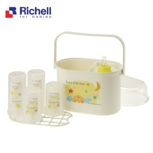Giá úp + tiệt trùng bình sữa có nắp Richell 53211 (RC53211)