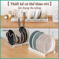 Giá úp xoong nồi chảo chén đĩa đa năng, kệ cài để bát đũa chia ngăn tủ bếp ĐIỀU CHỈNH ĐỘ DÀI khung inox