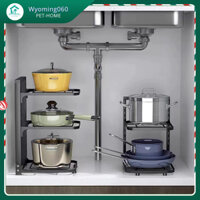 Giá úp xoong nồi để dưới chậu rửa bát nhiều tầng cho nhà bếp gia đình