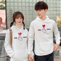 [giá ưu đãi] Áo hoodie đôi bắn tim chất nỉ bông dày không xù lông