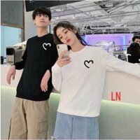 [giá ưu đãi] Áo Nỉ Đôi  Nam Nữ Tay Dài Hai Màu Trắng Đen Y Hình