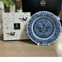 [GIÁ ƯU ĐÃI] Dĩa Sứ, Dĩa Trưng Bày Sứ Cao Cấp Minh Long - Phù Điêu Dân Tộc 20 cm - Xanh Dương