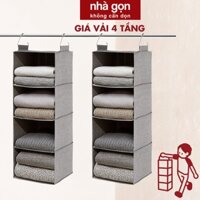 Giá vải treo tủ quần áo 4 tầng NHÀ GỌN, túi vải đựng đồ đa năng, hộp vải đựng quần áo - Hàng Việt Nam