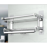 Giá Vắt Khăn Nhà Tắm INOX SUS304, Kệ Treo Khăn Phòng Tắm Dán Tường Gạch Men Hoặc Khoan Vít Tường - Kệ 2 Tầng - K304