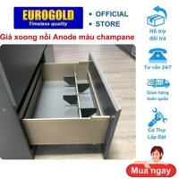 Giá xoong hộp nhôm Anode cao cấp thương hiệu Eurogold, Kệ để xoong nồi âm tủ màu Champagne gold