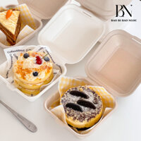 [GIÁ XƯỞNG] - 50 Hộp bã mía Hamburger đựng bánh kem, bánh bento, bánh gato, bánh hamburger.