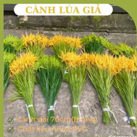 {Giá xưởng} Combo 100 cành lúa giả 1 bông cao cấp màu xanh, lúa màu vàng 70cm