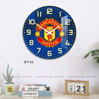 [GIÁ XƯỞNG] Đồng Hồ Tròn Tráng Gương Treo Tường MU Manchester United xanh In UV 8K Cao Cấp