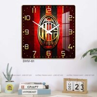 [GIÁ XƯỞNG] Đồng Hồ Vuông Tráng Gương Treo Tường CLB AC Milan in UV 8K Cao Cấp