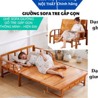 [GIÁ XƯỞNG+GIẢM PHÍ SHP] Giường Sofa tre gấp gọn thành ghế sofa thông minh,chất liệu tre già tự nhiên chống mối mọt