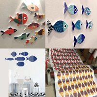 (GIÁ XƯỞNG)Bộ cá trang trí Color fishes gắn tường