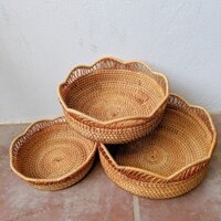(Giá xưởng)Khay mây guột tròn đựng đồ, trang trí tiệc, decor chụp ảnh sản phẩm phù hợp gia đình, homestay, đi picnic...