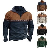 [Giải phóng mặt bằng] Áo thun nam dài tay có khóa kéo Áo thể thao dáng rộng Hợp thời trang