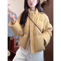 [Giải phóng mặt bằng Mã bị hỏng] Áo bông bánh mì cổ đứng trẻ trung kiểu Hàn Quốc màu vàng kem Áo bông dài tay dễ phối đồ thời trang dáng nhỏ cá tính mùa đông phong cách Hàn Quốc