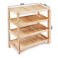 Giá/kệ giầy dép 4 tầng gỗ cao su tự nhiên ( HOẢ TỐC 1 GIỜ)