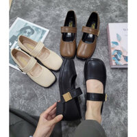 (GIẢM 1 SIZE) Giày Nữ Đế Bệt Quai Ngang Khóa Vuông Sang Chảnh SD60