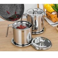 [Giảm 10k đơn trên 55k] Lọc Dầu Ăn, Ca Lọc Dầu Ăn 1.5L Inox 304 Lọc Bỏ Cặn Dầu Ăn Có Khay Lọc, Bình Đựng Dầu Thừa