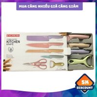 [GIẢM 5K] [MÃ GIẢM KIMFAM5] Bộ 6 món dao nhà bếp tiện dụng bằng thép không gỉ Kitchen - MSP9282