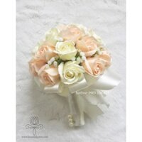 [GIẢM 8K FOLLOWER] - Hoa cầm tay cô dâu bằng sáp thơm màu hột gà và màu kem điểm baby giả xinh xắn hoa cưới giá rẻ