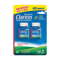 Giảm cảm cúm, sổ mũi Claritin Antihistamine Non-Drowsy Loratadine 10mg 115 viên
