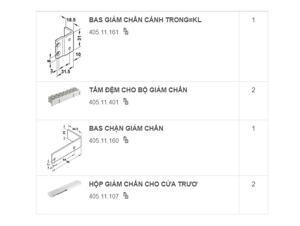 Giảm chấn cho bộ phụ Häfele 405.11.115