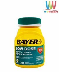 Giảm đau và ngăn ngừa nhồi máu cơ tim Bayer Low Dose Aspirin 81mg 300 viên