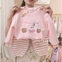 [Giảm giá] [0-35kg] Bộ đồ thêu trẻ em Bộ đồ áo nỉ bé gái Bộ đồ thêu Bộ đồ hai mảnh