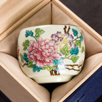 [Giảm giá 20%] Cốc trà Master Cup Ru Kiln Tea Cup Be Ru Kiln Peony Master Cup Cốc đơn Cốc trà chuyên dụng cá nhân lớn Lát mở có thể nâng cốc trà gốm