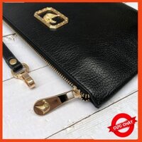 [GIẢM GIÁ 50%] Ví Da Nam Cầm Tay Logo Kim Loại Ánh Vàng, Ví Nam Thương Hiệu Cao Cấp Hàng Đẹp Loại Tốt