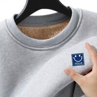 (Giảm giá) Áo nỉ nam - Áo thun dài tay lông cừu cực - in mặt cười - cổ tròn thường ngày mùa thu đông