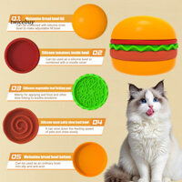 [Giảm giá] Bát đựng thú cưng hình bánh mì kẹp thịt cho thú cưng Bộ bát đựng thú cưng hình bánh Hamburger thủ công cho mèo và chó Bộ bát ăn 5 món Combo bộ đồ ăn dễ thương Lý tưởng cho chủ sở hữu thú cưng Đông Nam