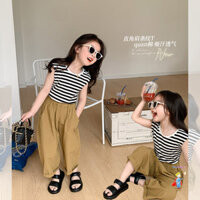 [Giảm Giá] Bộ Đồ Bé Gái Phong Cách Mới Phiên Bản Hàn Quốc Áo Vest Sọc Quần Bộ Đồ Hai Mảnh
