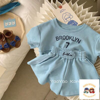 [Giảm Giá] Bộ Đồ Mùa Hè Bé Gái Phong Cách Phương Tây Mùa Hè 2024 Phong Cách Mới Nhất Trẻ Em Áo Thun Ngắn Tay Quần Short Hai Mảnh Cho Bé Culottes