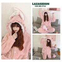 GIẢM GIÁ - Bộ lông hồng bèo kute dễ thương mặc nhà mùa đông lông mềm mượt siêu ấm siêu xinh - LAZA