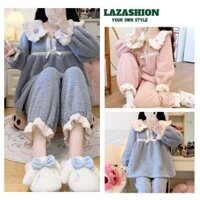 GIẢM GIÁ - Bộ ngủ lông cừu đáng yêu dày dặn giữ nhiệt lông mềm mịn ấm áp kiểu dáng ulzzang - LAZA