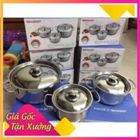 [Giảm giá] Bộ Nồi SHAP, Bộ Nồi INOX 3 Cái Dùng Cho Tất Cả Các Loại Bếp