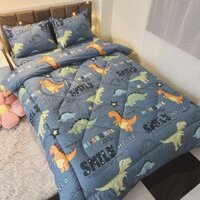 (GIẢM GIÁ) Combo 5 Món Chăn Phao Ga Gối Mẫu Khủng Long Hello - mẫu đẹp (Được chọn thêm mẫu)