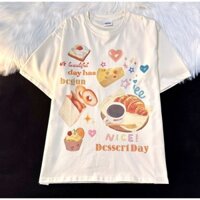 [Giảm giá] Fat mm Mùa hè Phong cách mới Áo thun ngắn tay in hình bánh mì Mỹ Size lớn 150kg dáng rộng phù hợp cho cặp đôi nữ hợp thời trang tại nhà Quà tặng sinh nhật sinh viên