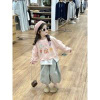[Giảm giá hấp dẫn] Bộ đồ trẻ em thoải mái phong cách Hàn Quốc, áo khoác mùa xuân cho bé gái, quần áo sân vườn, áo sweatshirt dài tay, quần sweatpants