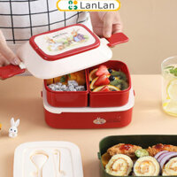 Giảm giá hấp dẫn Hộp Bento Di Động Có Ngăn Hai Lớp Hộp Cơm Trưa Thỏ Dễ Thương Có Tay Cầm Hộp Bảo Quản