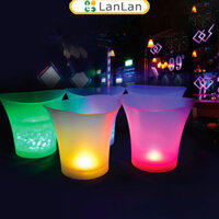 Giảm giá hấp dẫn Khá Tròn 5L Dạ Quang LED Xô Đá Champagne Rượu Uống Bia Đá Làm Mát Cho KTV Đảng Bar