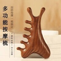 [Giảm giá hấp dẫn] Lược gỗ đàn hương giả đa chức năng 4 trong 1, lược massage kinh tuyến, trị rụng tóc, cạo mắt, mặt, làm sạch kinh tuyến