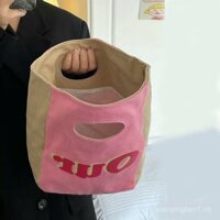 [Giảm giá hấp dẫn] Túi tote clutch dễ thương thiết kế niche, túi đựng đồ ăn trưa đi làm thường ngày, túi trang điểm màu hồng, túi lưu trữ cầm tay cho phụ nữ