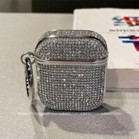 [Giảm giá hấp dẫn] Vỏ bọc kim cương bạc sáng bóng cao cấp tương thích với AirPods 1/2/3, vỏ không dây Apple AirPods Pro