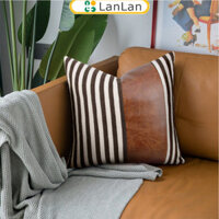 Giảm giá hấp dẫn Vỏ gối vải khâu da Pu 45 * 45cm Đệm cho ghế Sofa giường gia đình