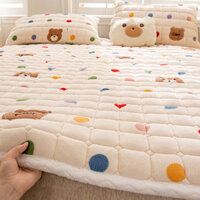 [Giảm giá hấp dẫn] Vỏ nệm nhung sữa, chăn ga trải giường dày cho gia đình, chăn cho ký túc xá sinh viên, giường đơn, ga trải giường lông cừu chống trượt QQK0