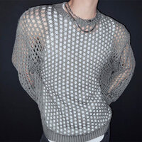 Giảm giá hấp dẫnNiche Cao Cấp Lưới Áo Thun Nam Thiết Kế Rỗng Dệt Kim Chống Nắng Quần Áo Mùa Thu Gợi Cảm Fishnet Quần Áo