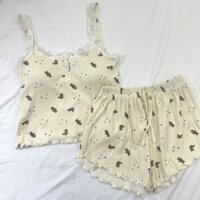 Giảm giá hấp dẫnSling Váy Ngủ 2024 Phong Cách Mới Mùa Hè In Hình Gấu Bộ Đồ Ngủ Nữ Phong Cách Nhật Bản ins Phong Cách Sling Quần Short Có Thể Mặc Bên Ngoài Homewear Phù Hợp Với Dễ Thương Độc Đáo